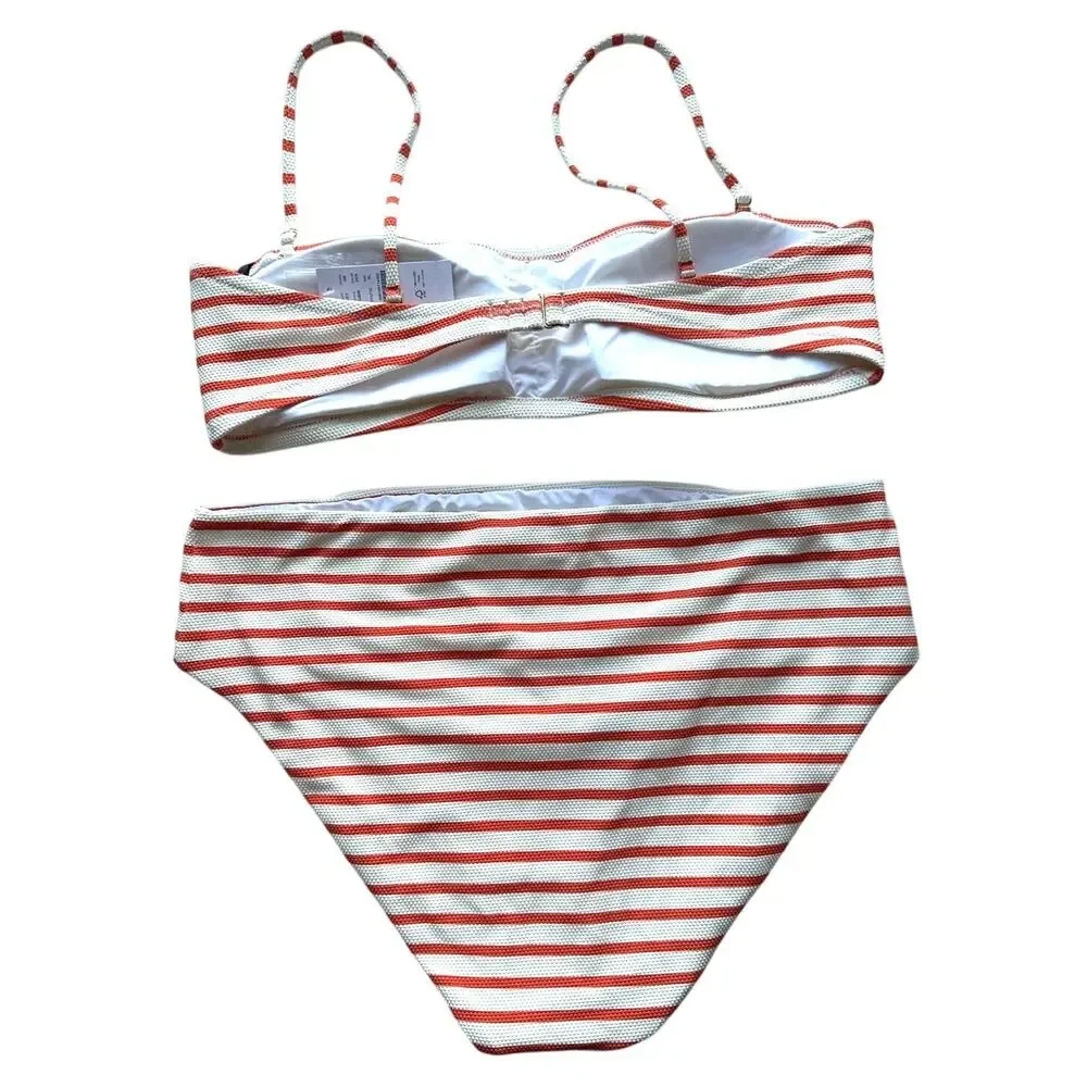 J.Crew Swimsuit Stripe Bandeau & Swim Bottoms Size XL/ XXL New with tags  Orange